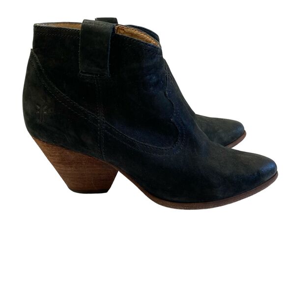 FRYE Reina Black Suede Ankle Western Style Bootie Size 7 - Picture 1 of 15